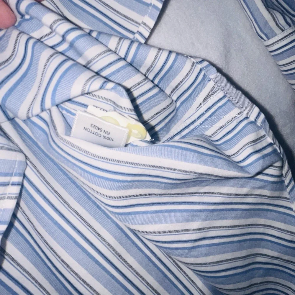 Banana Republic Mens Shirt‎ XL Blue White Striped Long Sleeve Button Up